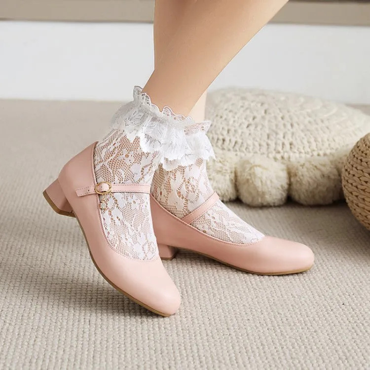Buckle Strap Mary Janes Low Heels Women's Pumps