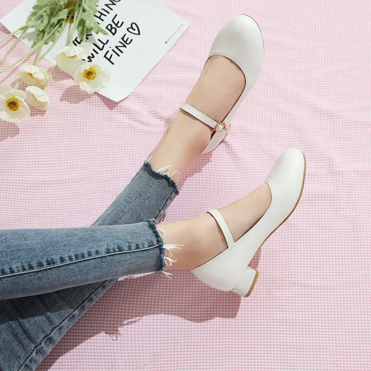 Buckle Strap Mary Janes Low Heels Women's Pumps