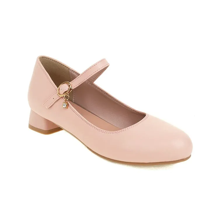 Buckle Strap Mary Janes Low Heels Women's Pumps