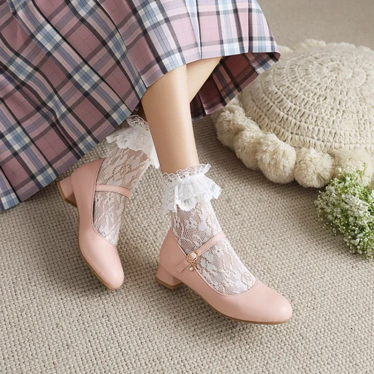 Buckle Strap Mary Janes Low Heels Women's Pumps
