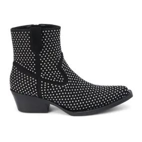 Calistoga Studded Pointed Toe Zippered Cowboy Booties