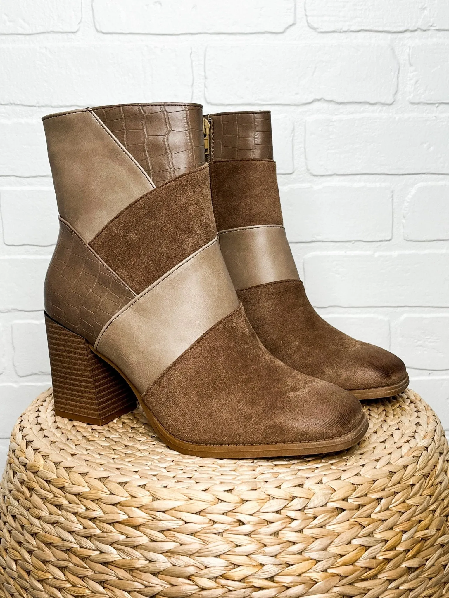 Cammy patchwork bootie taupe