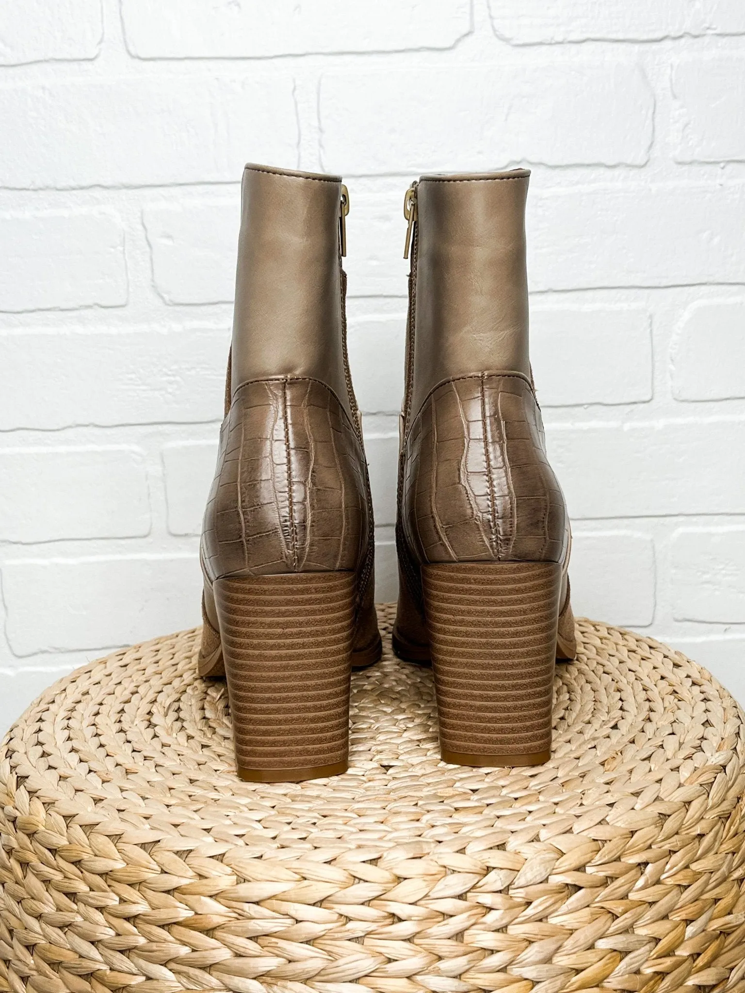 Cammy patchwork bootie taupe