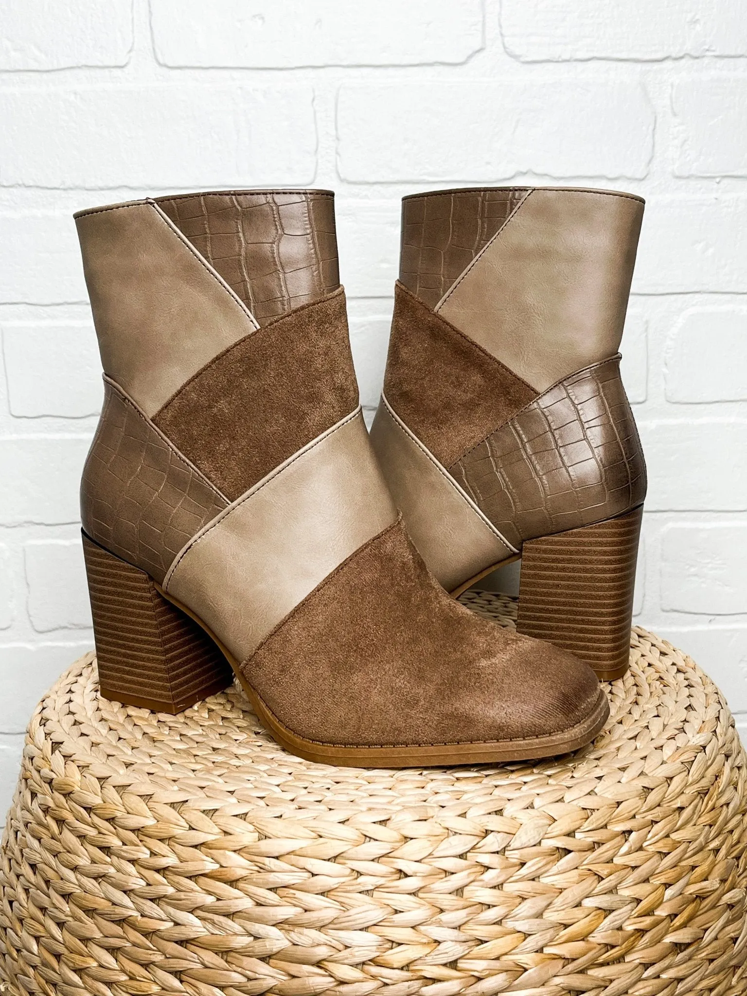Cammy patchwork bootie taupe