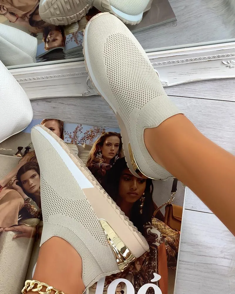 Comely Elastic Slip-on Flat Shoes