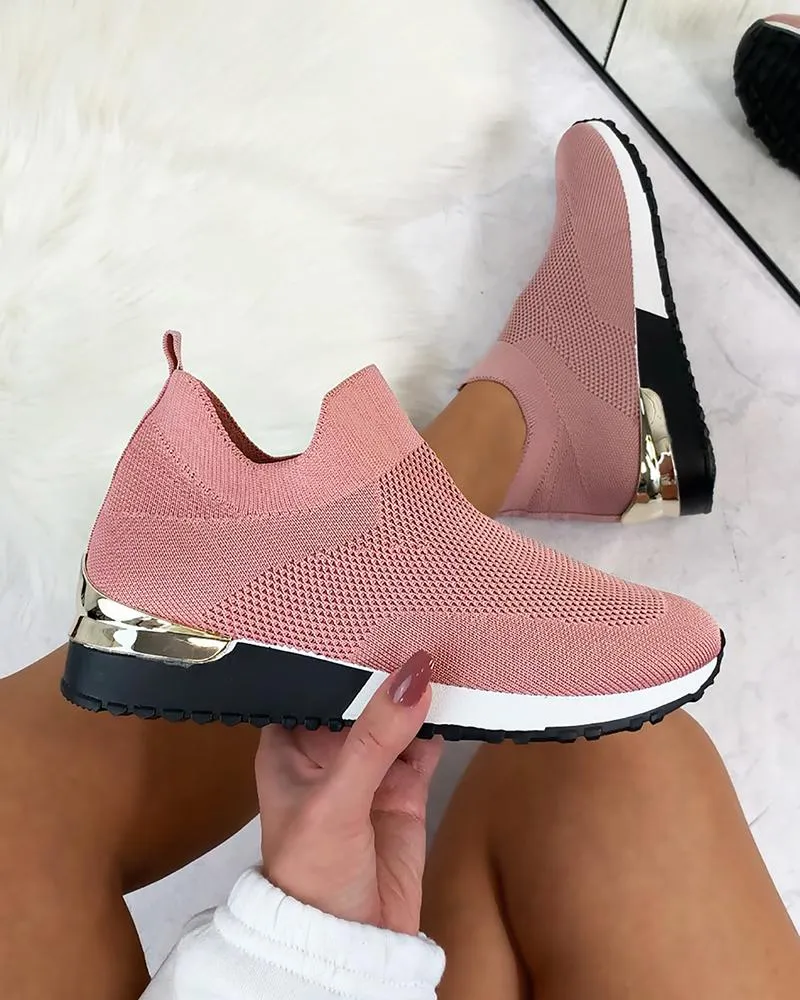 Comely Elastic Slip-on Flat Shoes