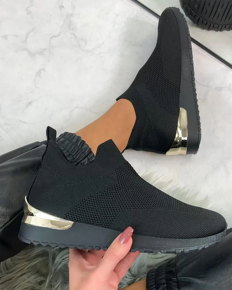 Comely Elastic Slip-on Flat Shoes