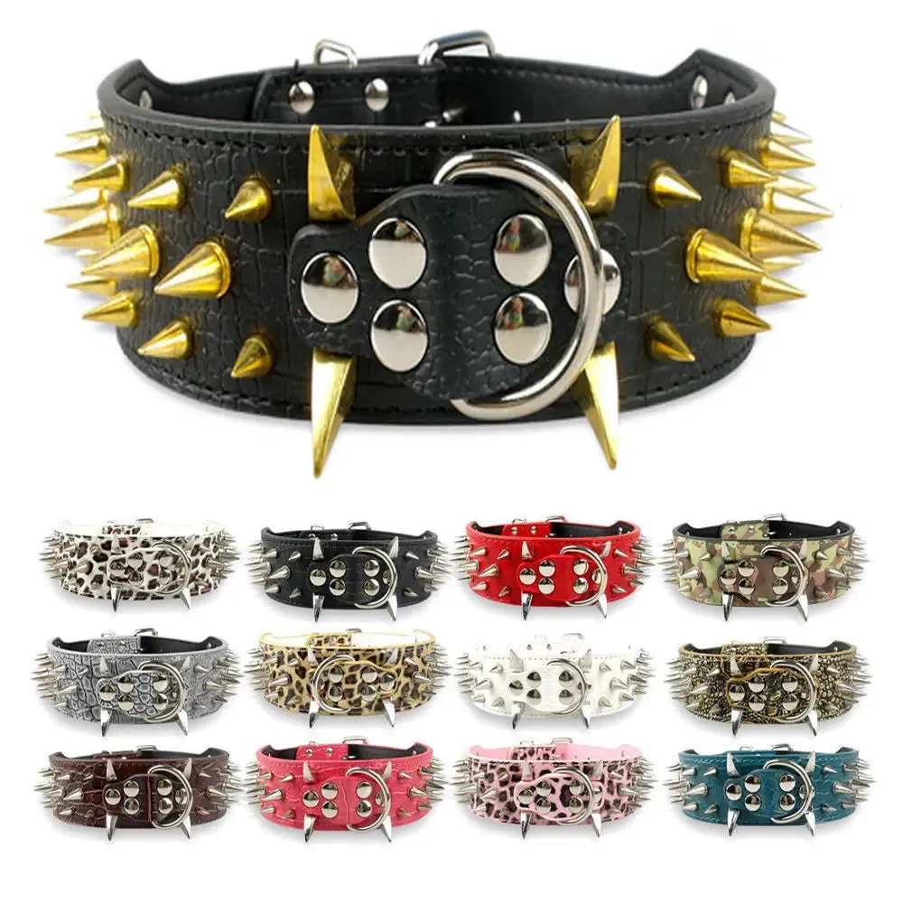 Cool Spiked Dog Collar - Studded Leather Collar for Large Dogs