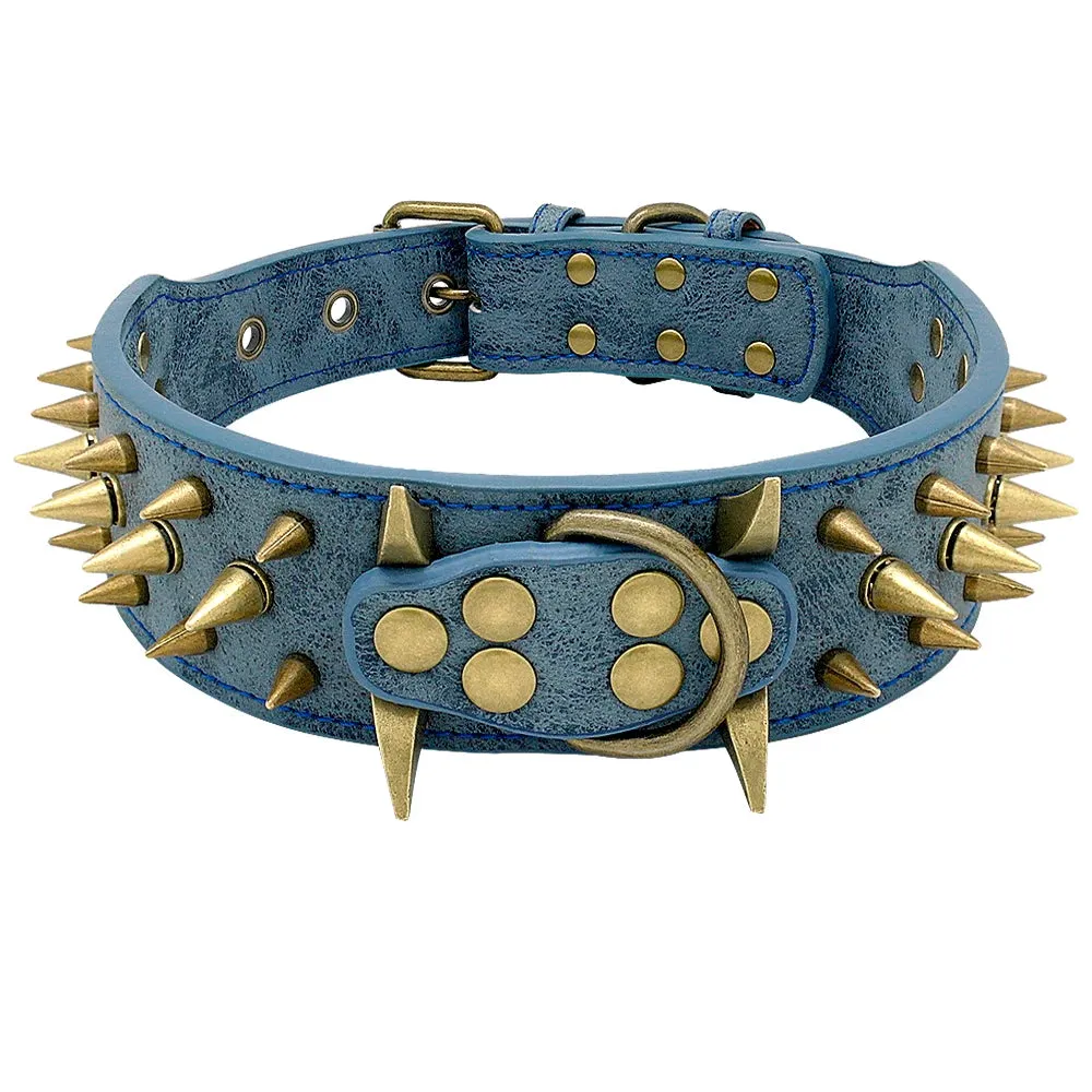 Cool Spiked Dog Collar - Studded Leather Collar for Large Dogs