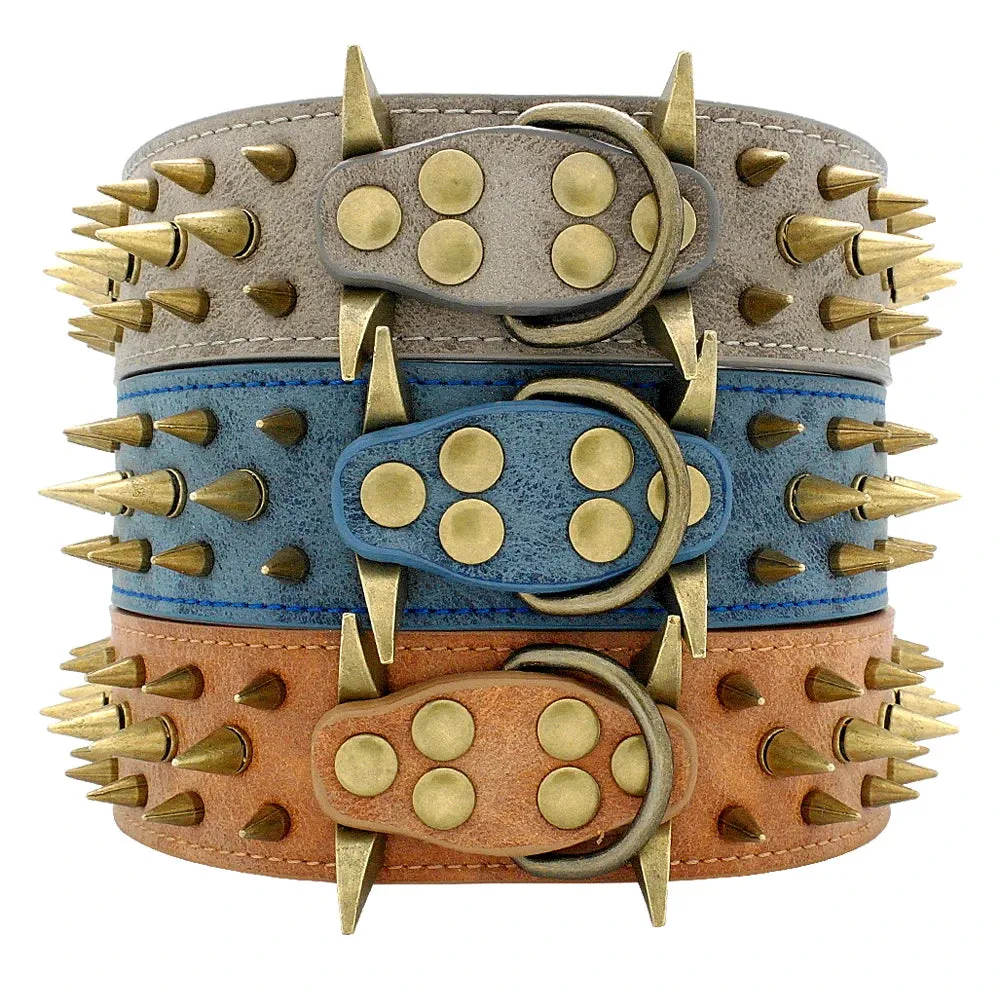Cool Spiked Dog Collar - Studded Leather Collar for Large Dogs