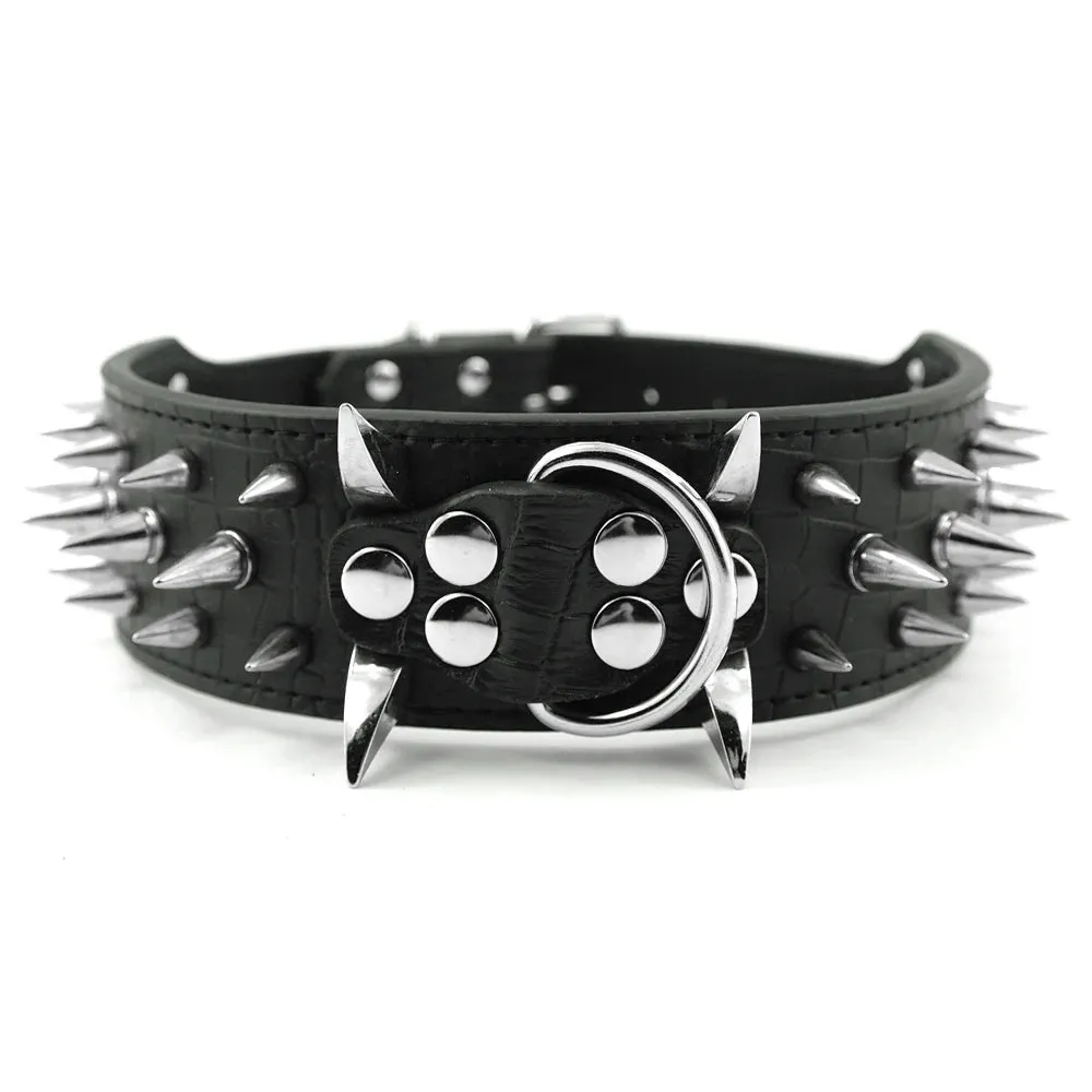 Cool Spiked Dog Collar - Studded Leather Collar for Large Dogs