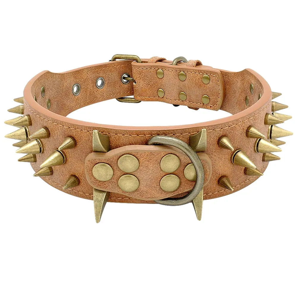 Cool Spiked Dog Collar - Studded Leather Collar for Large Dogs