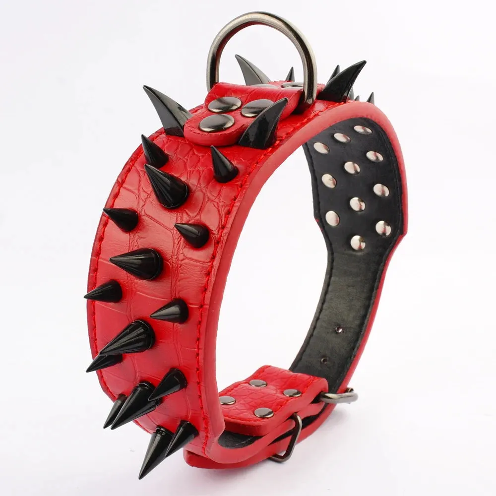Cool Spiked Dog Collar - Studded Leather Collar for Large Dogs