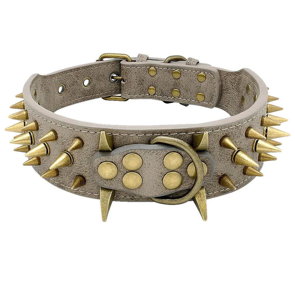 Cool Spiked Dog Collar - Studded Leather Collar for Large Dogs