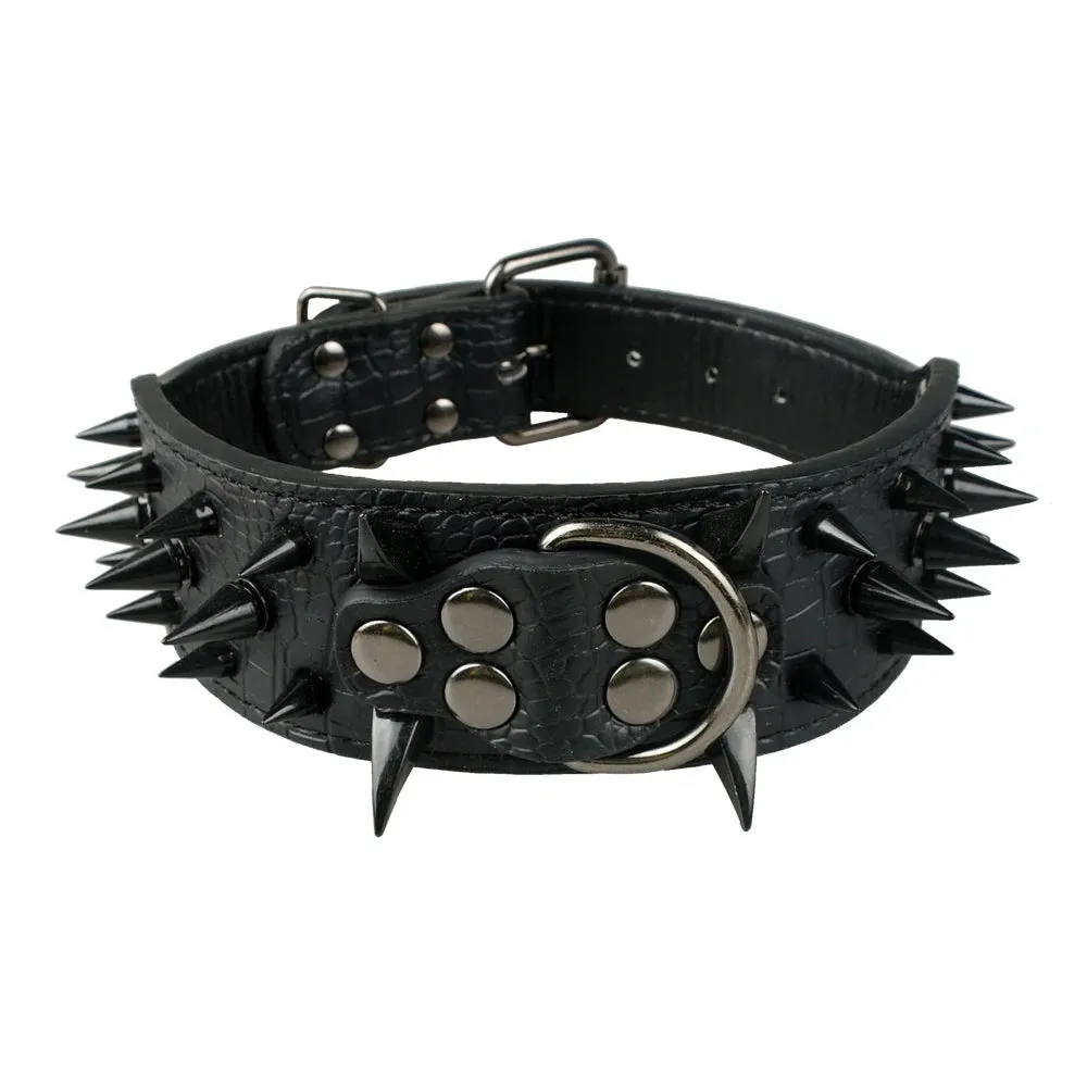 Cool Spiked Dog Collar - Studded Leather Collar for Large Dogs