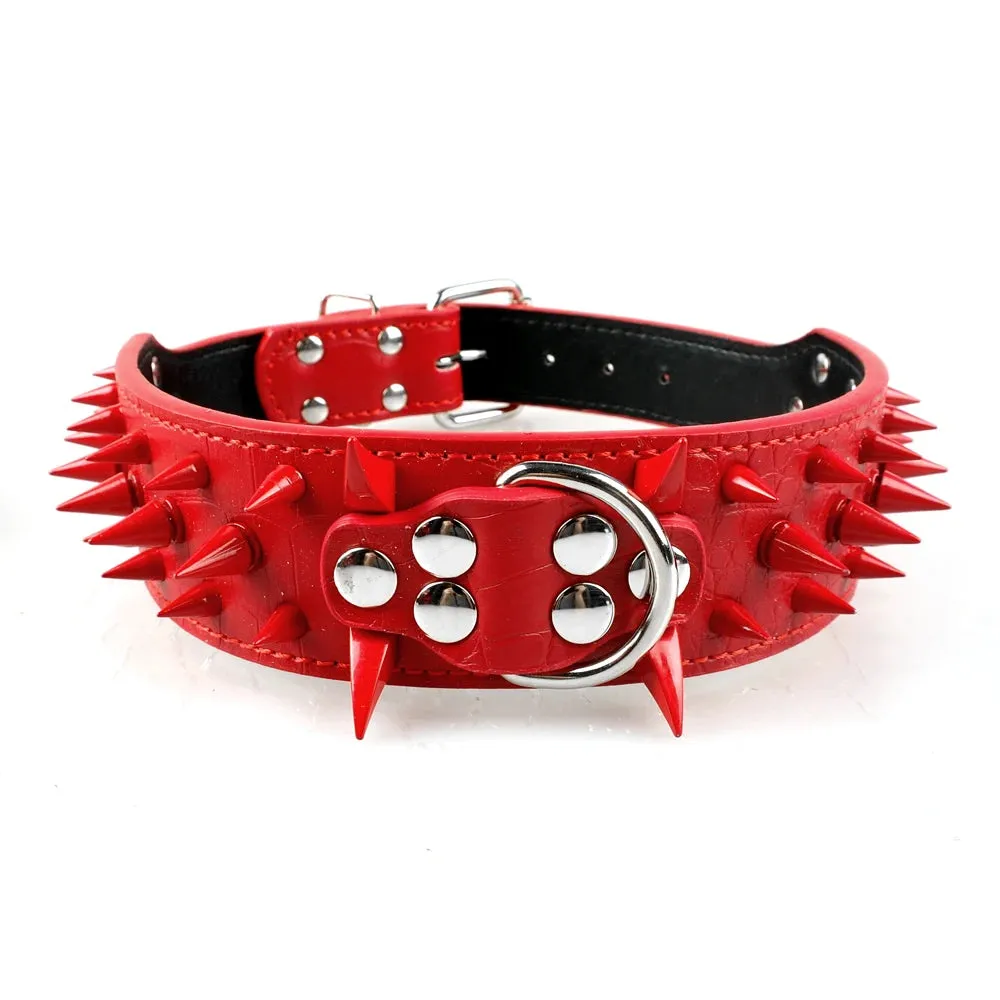 Cool Spiked Dog Collar - Studded Leather Collar for Large Dogs
