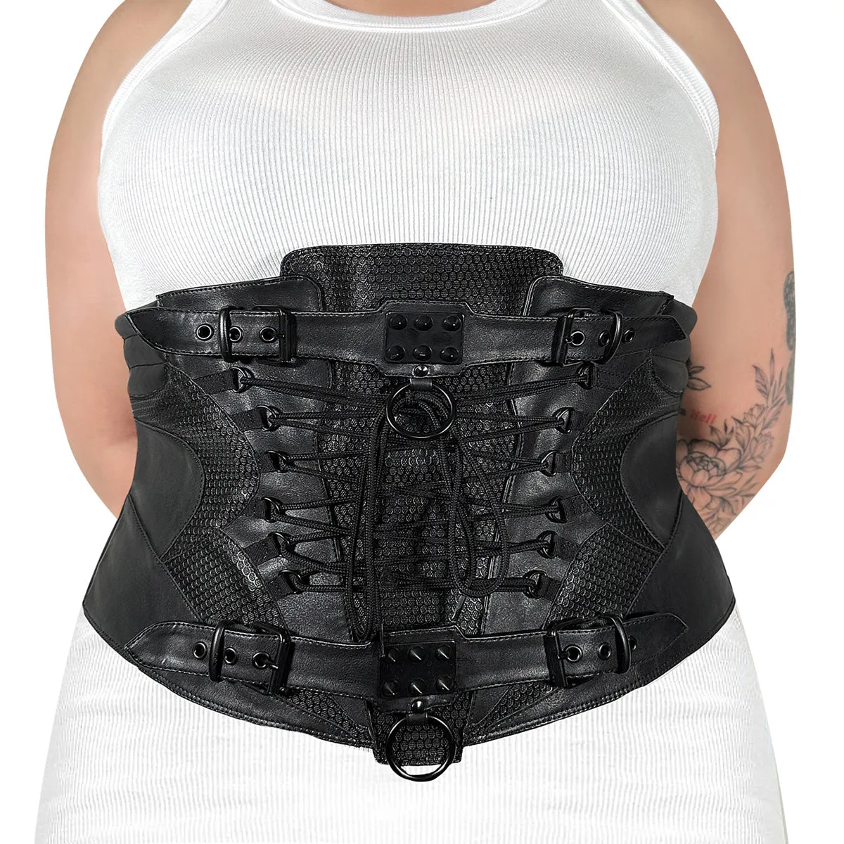 DemoniaCult DA-310 Black Faux Leather Waist Cincher