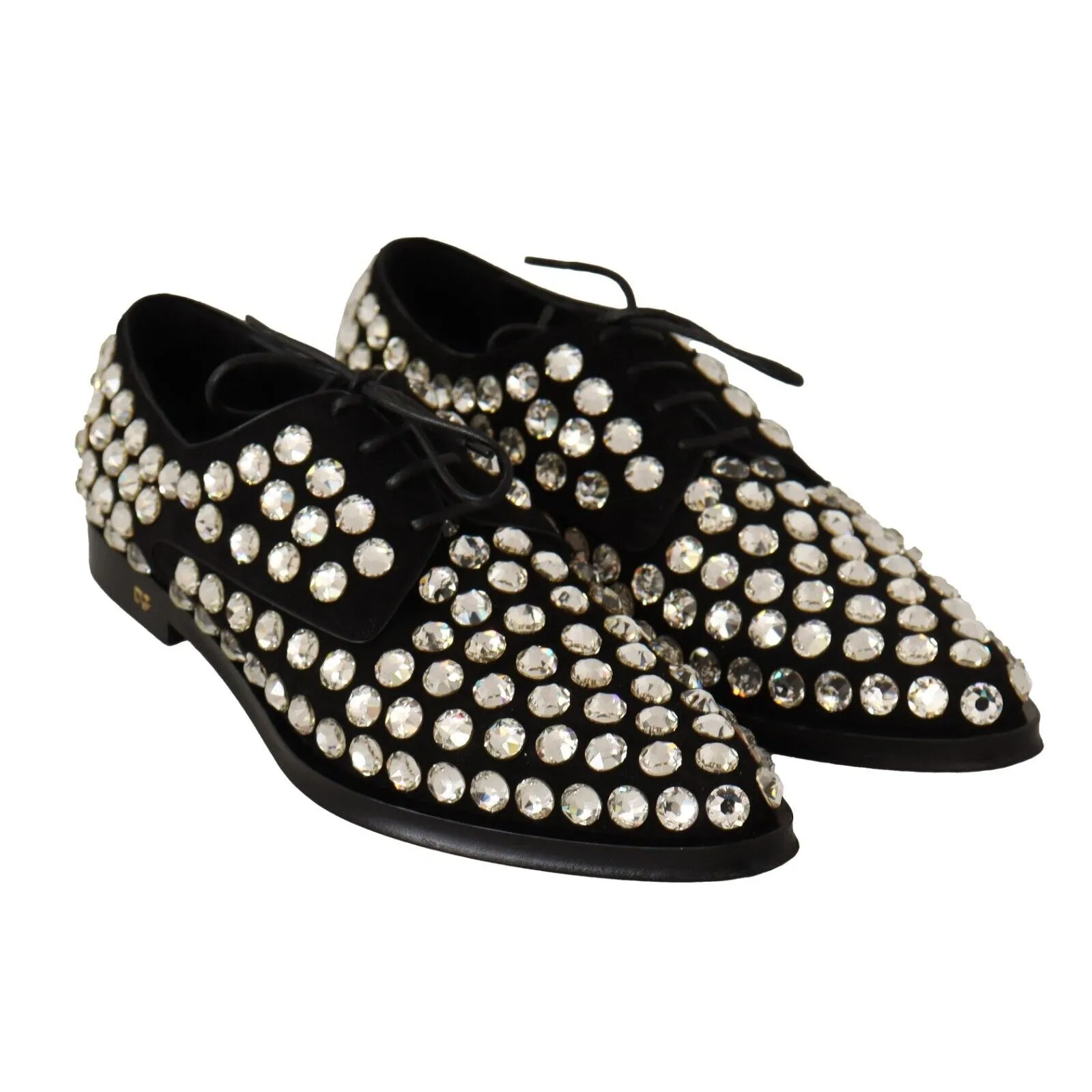 Dolce & Gabbana Elegant Crystal-Embellished Lace-Up Flats