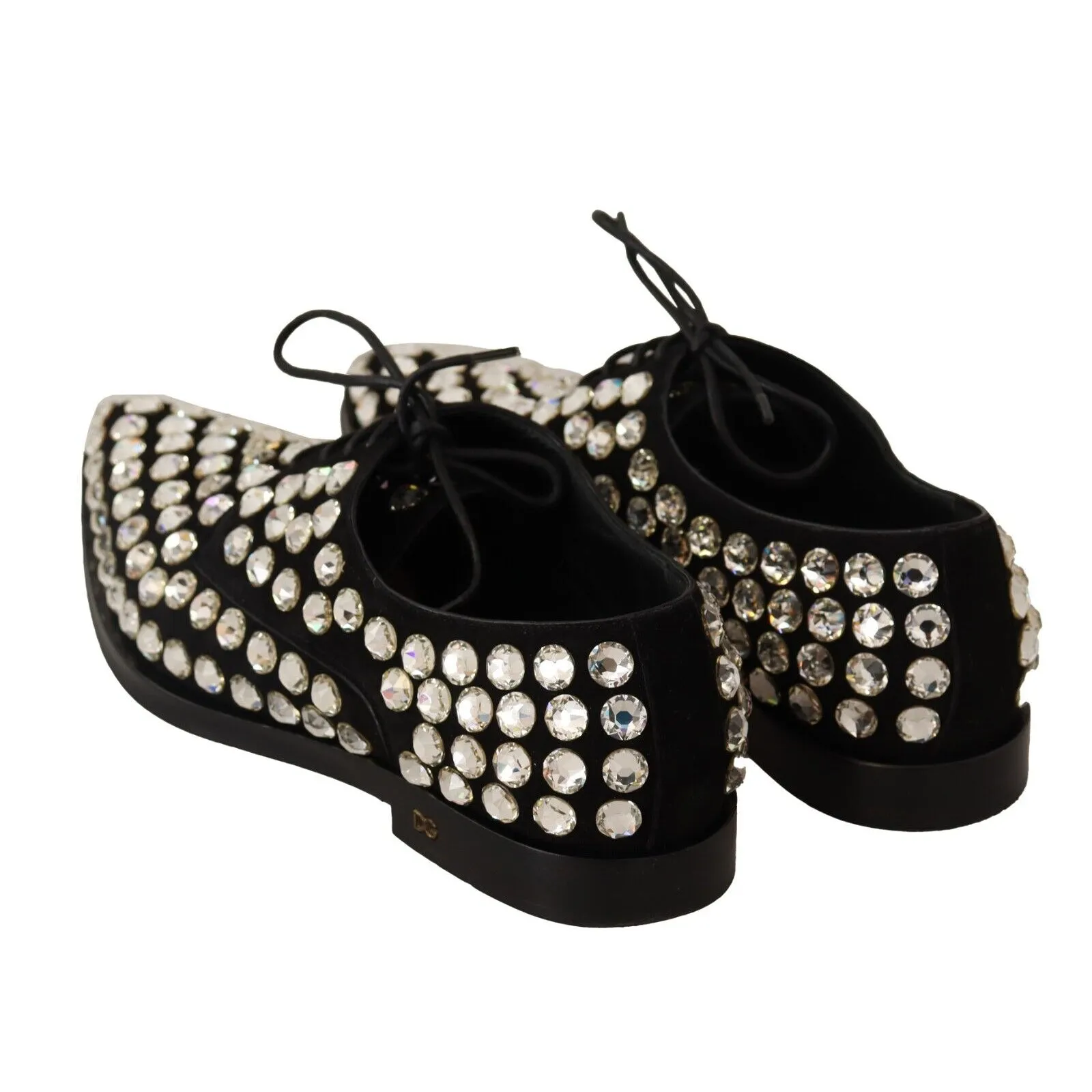 Dolce & Gabbana Elegant Crystal-Embellished Lace-Up Flats
