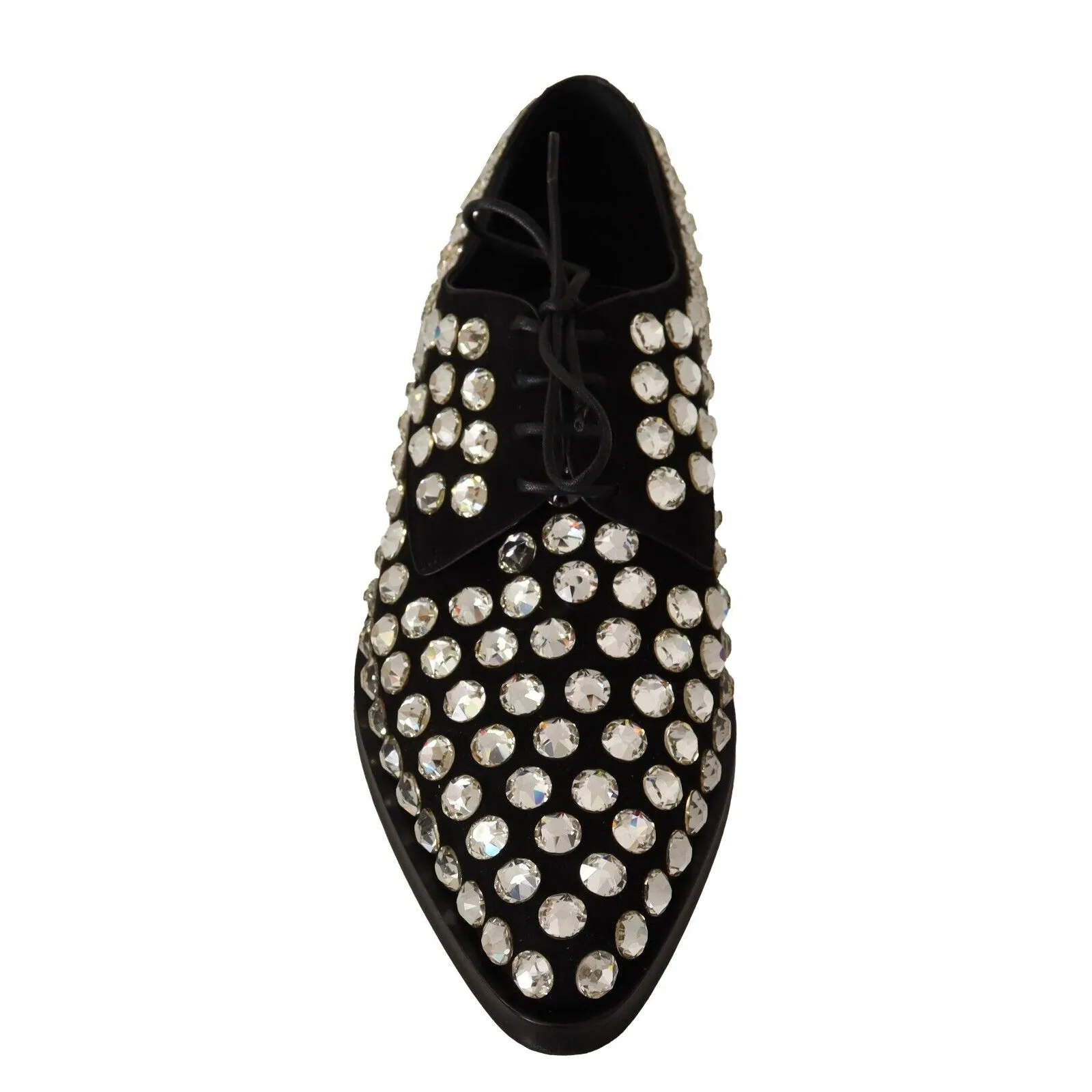 Dolce & Gabbana Elegant Crystal-Embellished Lace-Up Flats