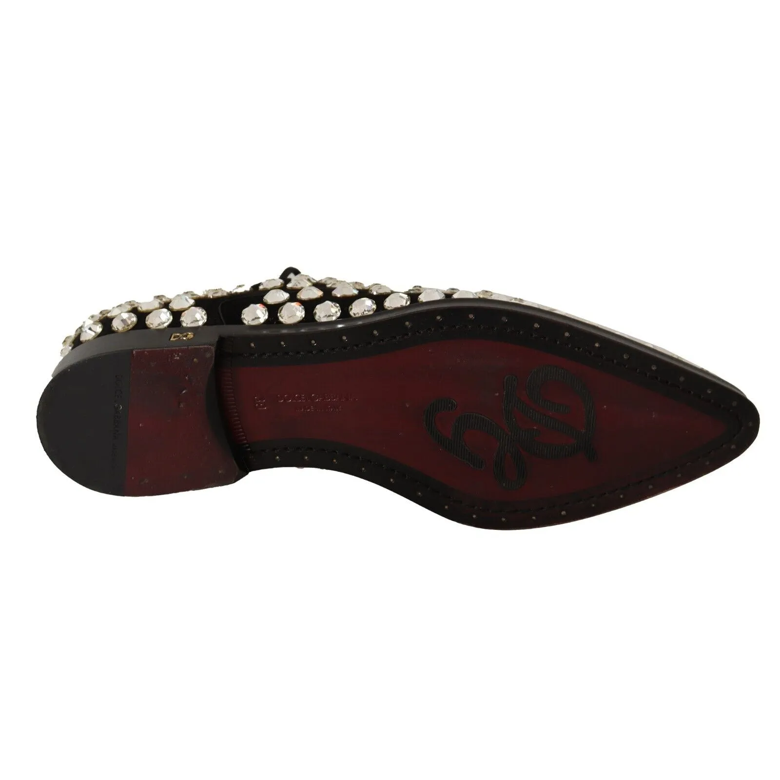 Dolce & Gabbana Elegant Crystal-Embellished Lace-Up Flats