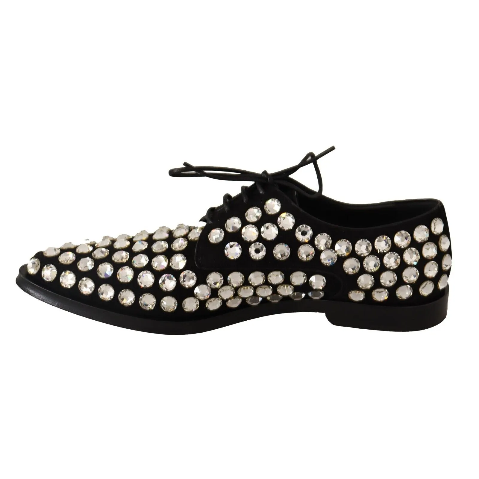Dolce & Gabbana Elegant Crystal-Embellished Lace-Up Flats