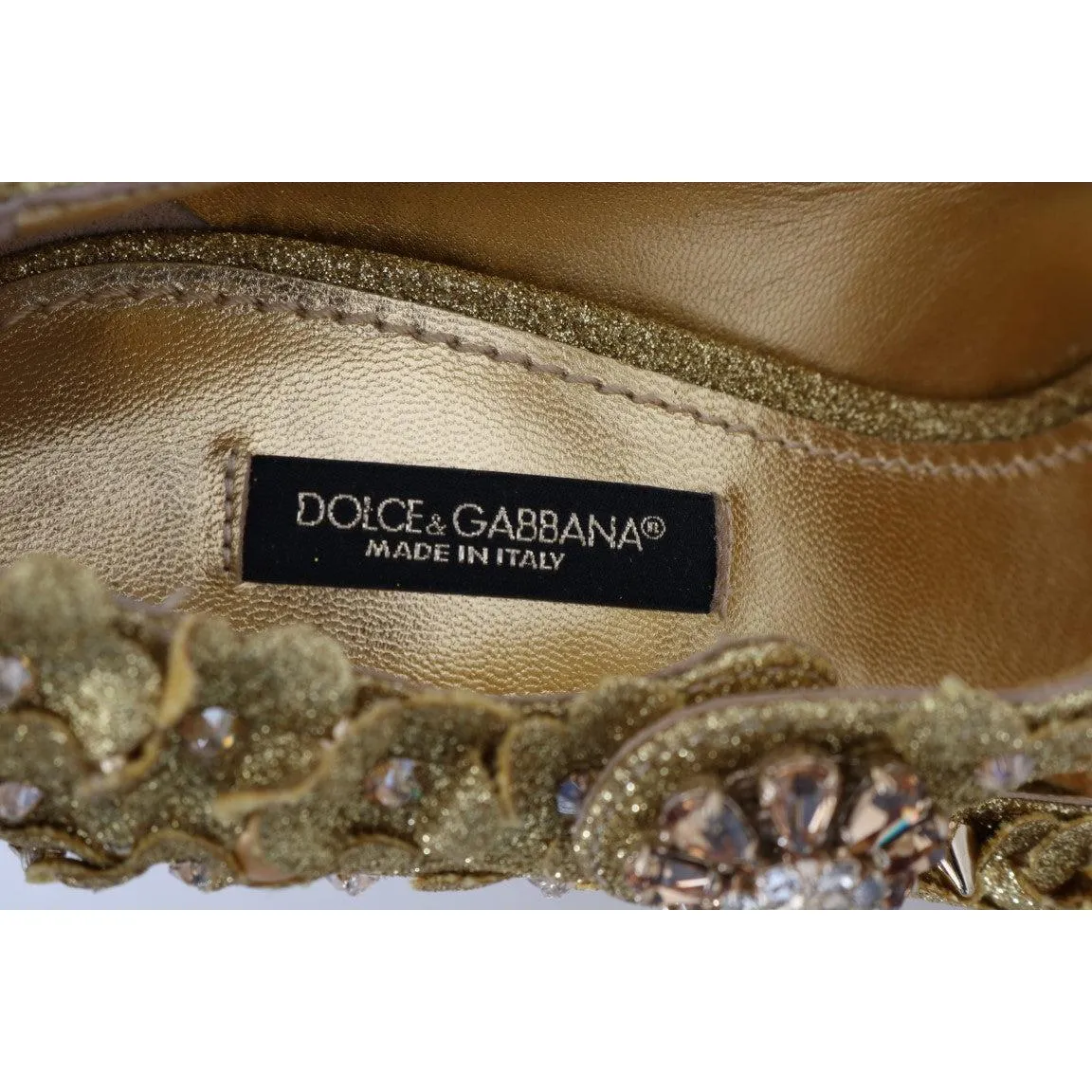 Dolce & Gabbana Gold Floral Crystal Embellished Pumps