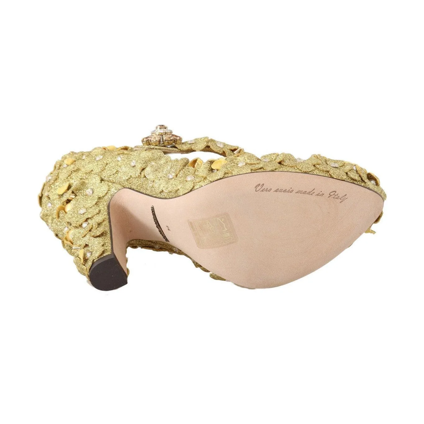 Dolce & Gabbana Gold Floral Crystal Embellished Pumps