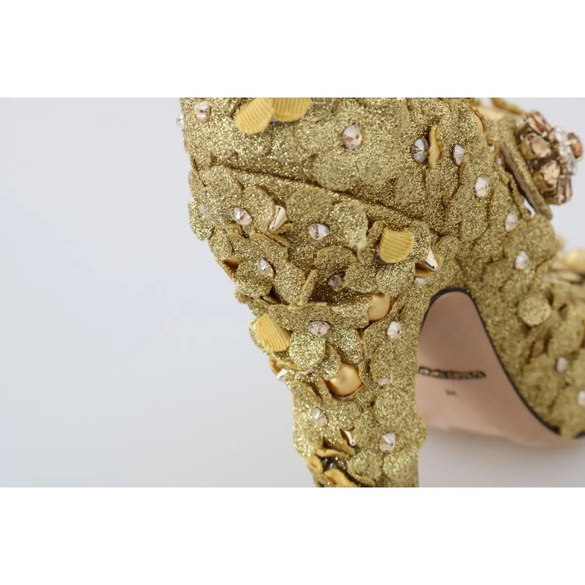 Dolce & Gabbana Gold Floral Crystal Embellished Pumps