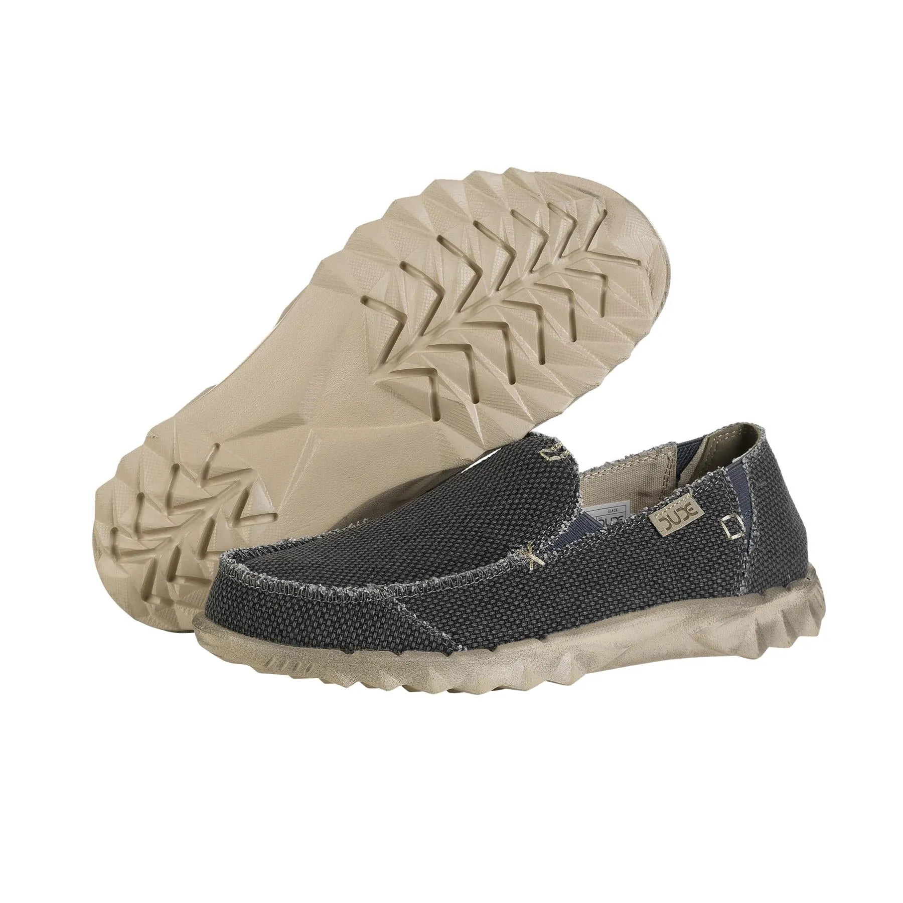 DUDE Shoes Farty Natural Black Easy Slip on Shoes