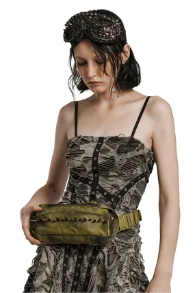 Edgy Nylon Spiked Shoulder Bag for Streetwear