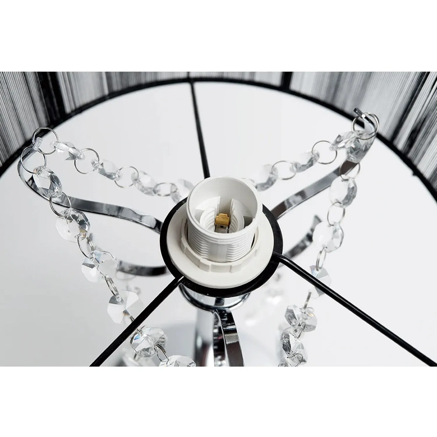 Emma Crystal Table Lamp - Chrome, Black or White String Shade, 450mm High, PL0024