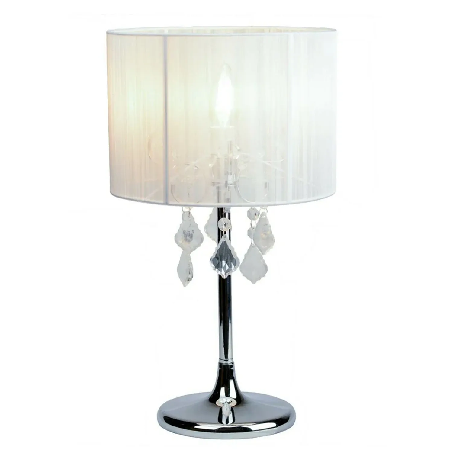 Emma Crystal Table Lamp - Chrome, Black or White String Shade, 450mm High, PL0024