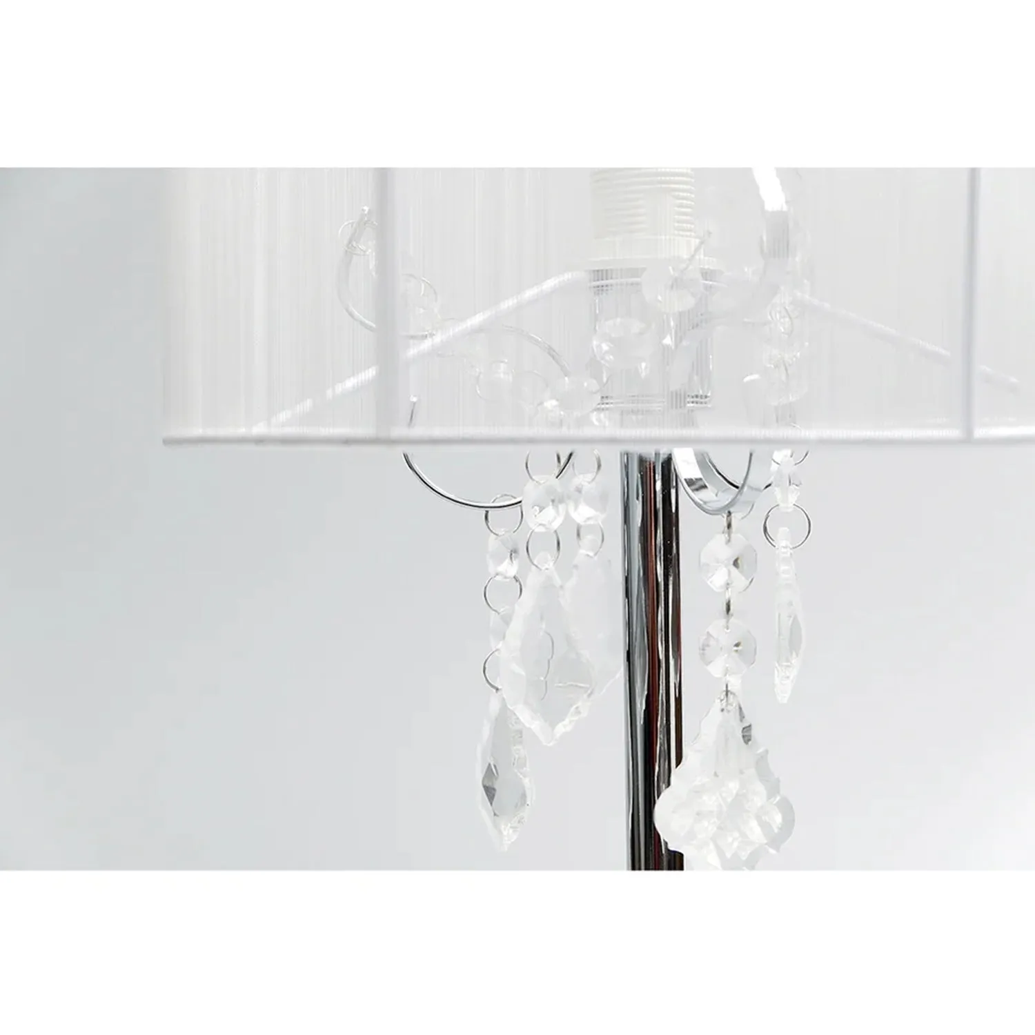 Emma Crystal Table Lamp - Chrome, Black or White String Shade, 450mm High, PL0024