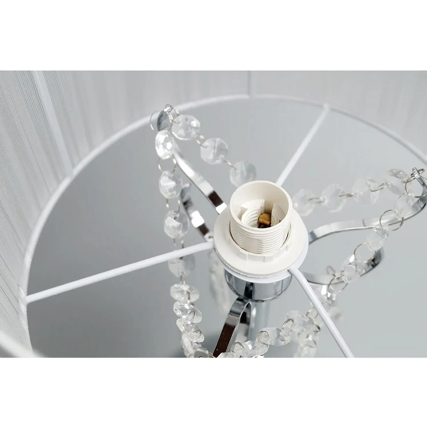 Emma Crystal Table Lamp - Chrome, Black or White String Shade, 450mm High, PL0024