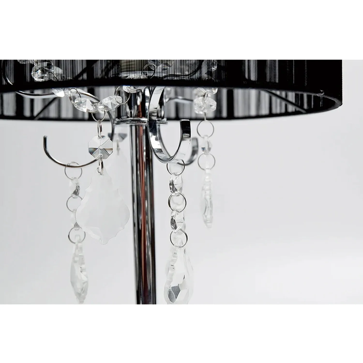 Emma Crystal Table Lamp - Chrome, Black or White String Shade, 450mm High, PL0024