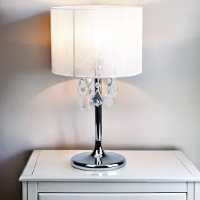 Emma Crystal Table Lamp - Chrome, Black or White String Shade, 450mm High, PL0024