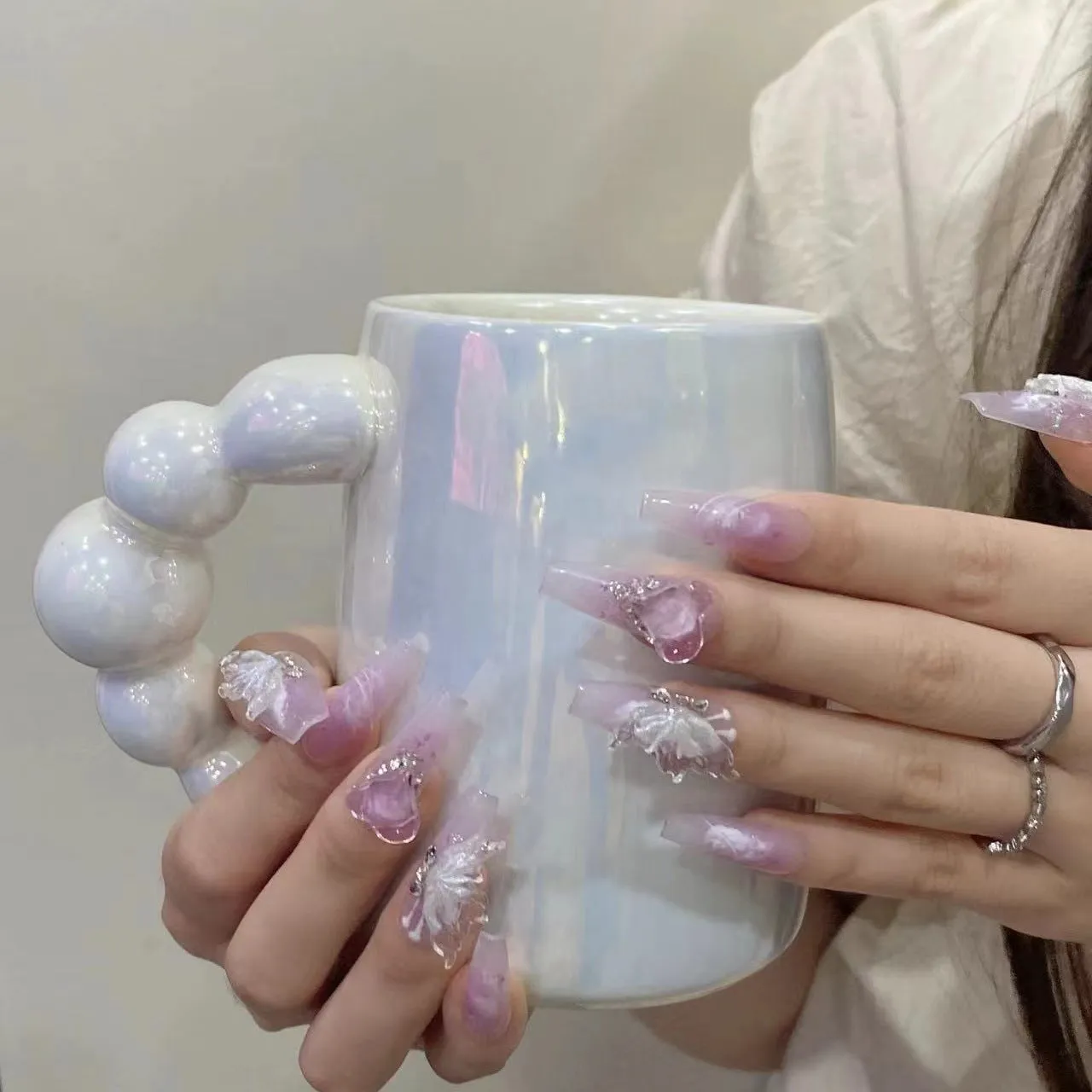 Fairy Ice Crystal Butterfly Nail Art