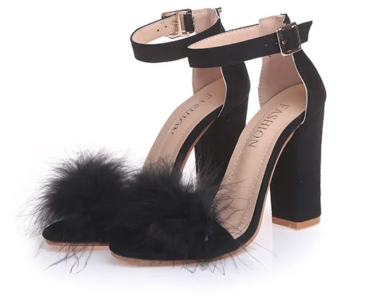 Feather Block Heels