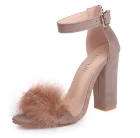 Feather Block Heels