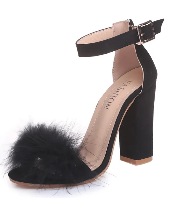 Feather Block Heels