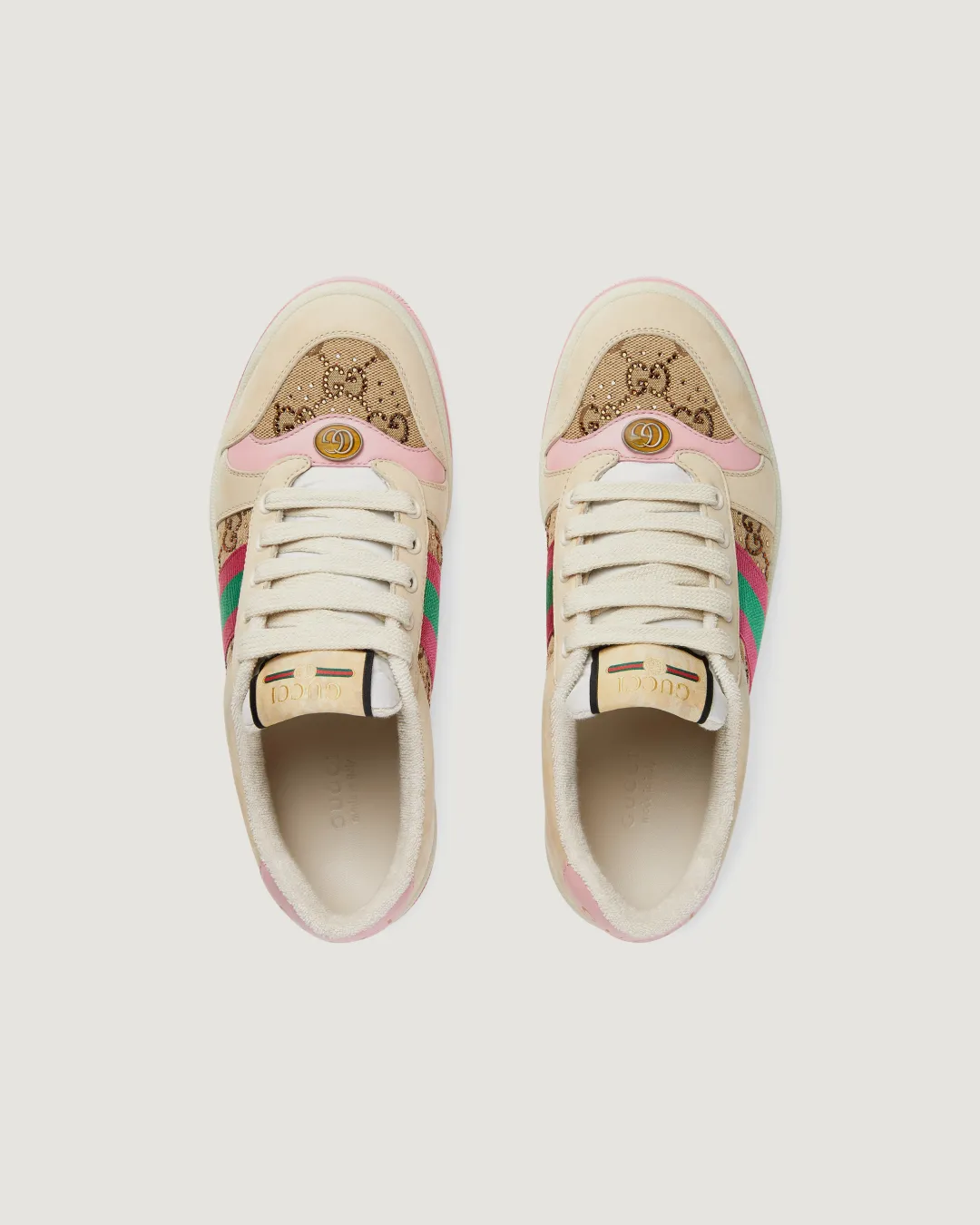 Gucci Women's Screener GG 'Pink' Sneaker with Crystals