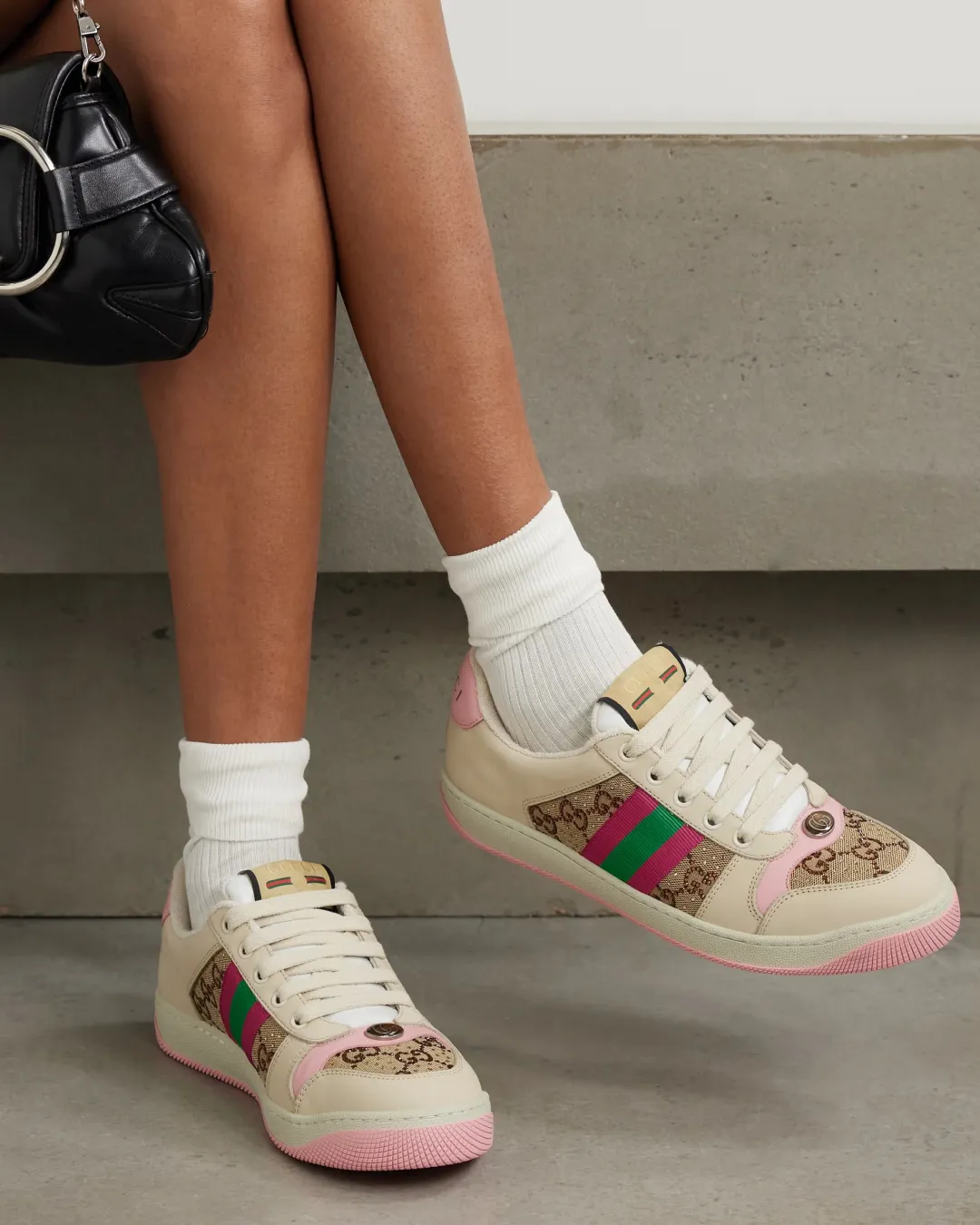 Gucci Women's Screener GG 'Pink' Sneaker with Crystals