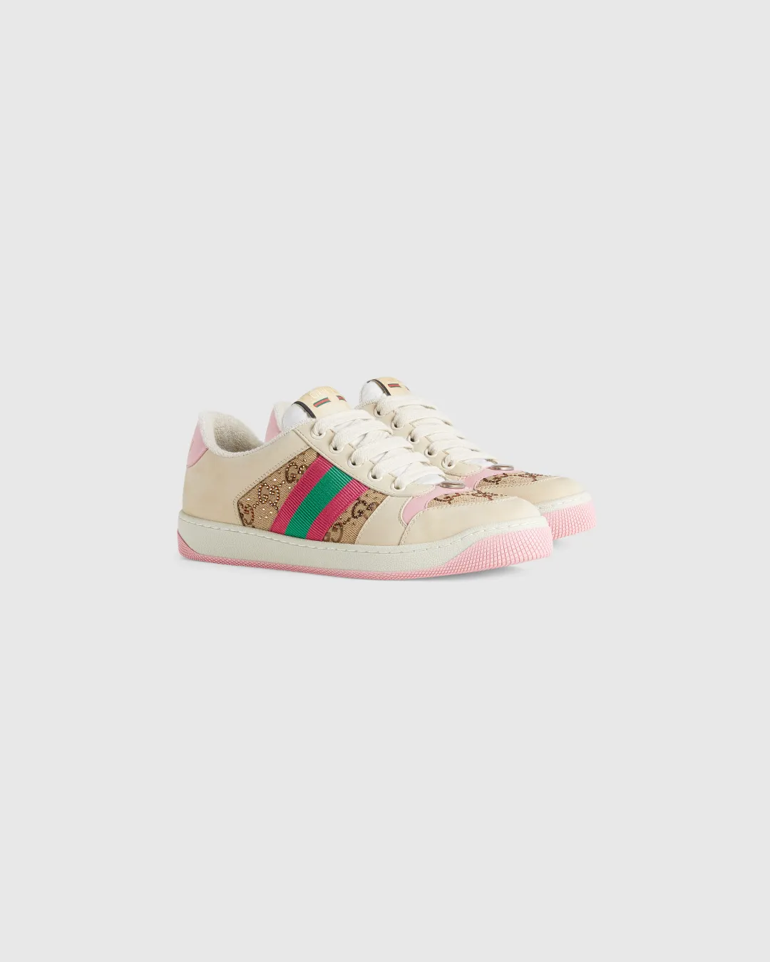 Gucci Women's Screener GG 'Pink' Sneaker with Crystals