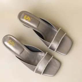 Gunmetal Silver Diamantine Heels