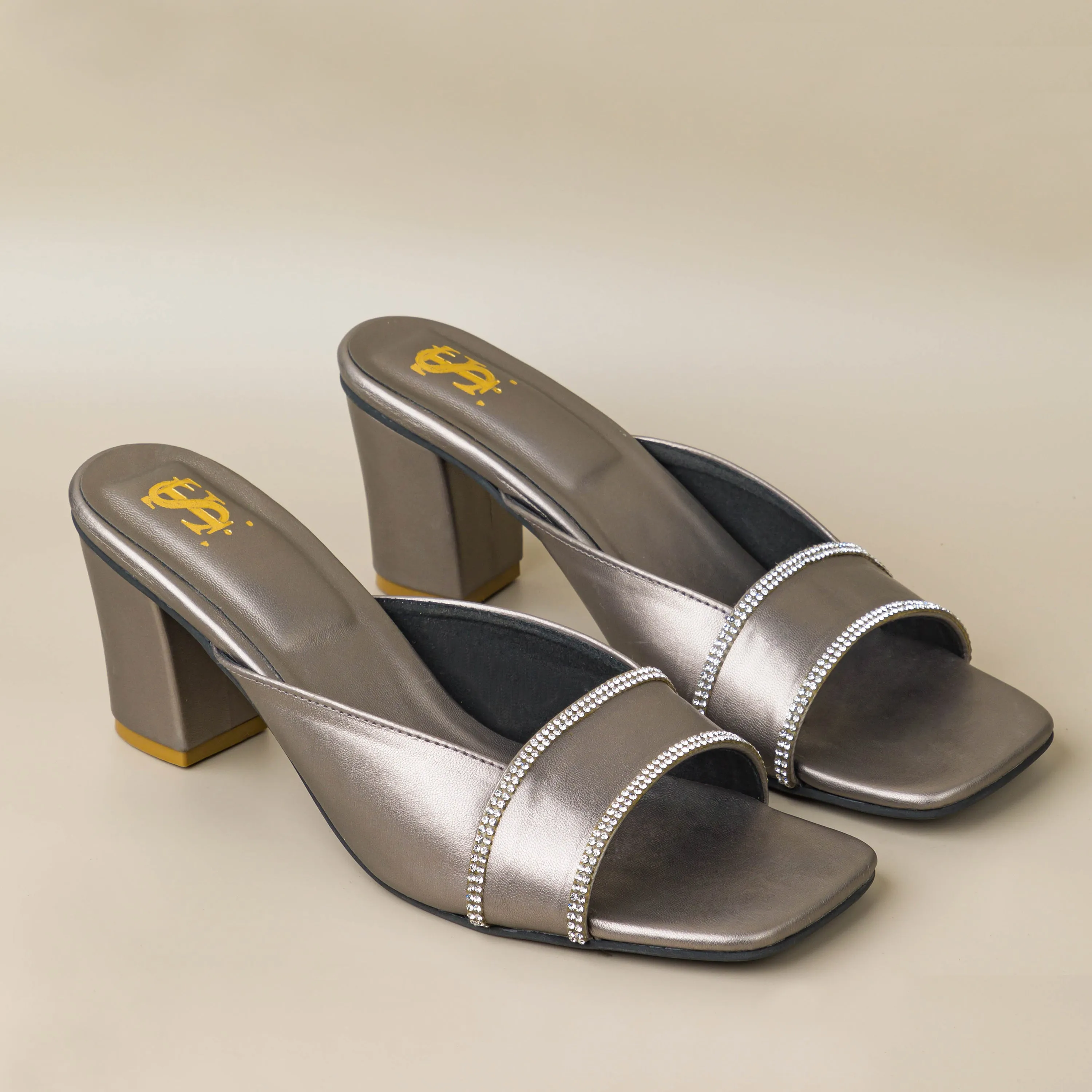 Gunmetal Silver Diamantine Heels