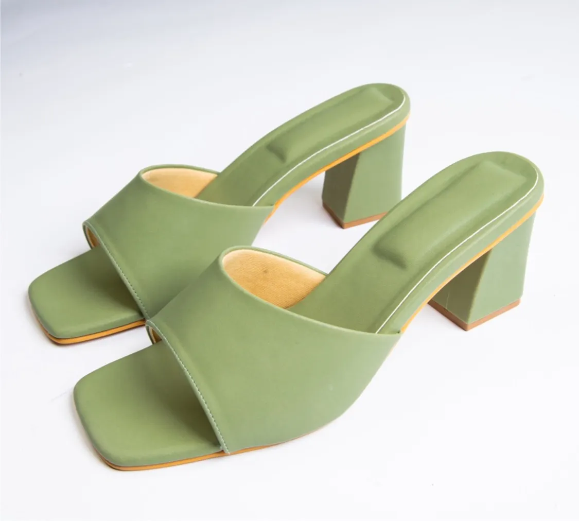 Harper Green Square toe Mules