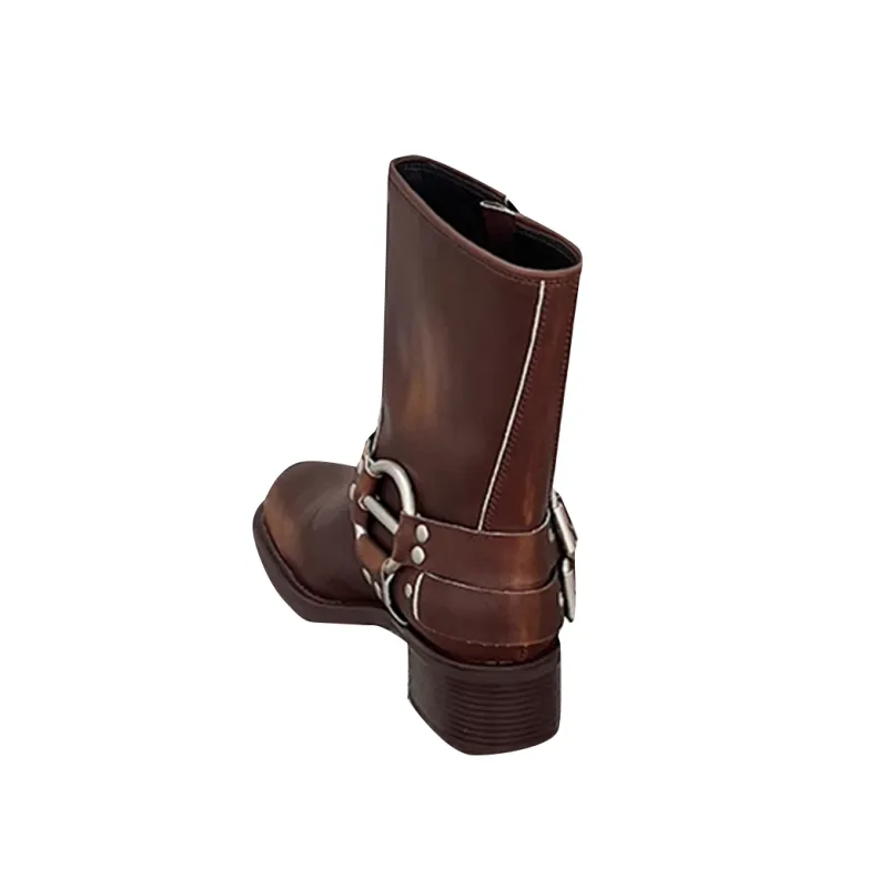 HAUGA Buckled Leather Ankle Boots