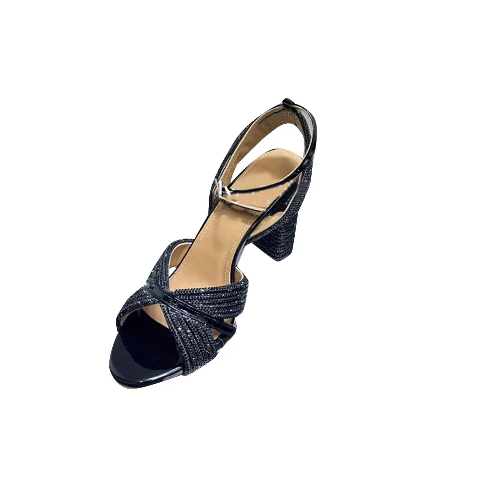 HERUH Diamante Block Heel Sandals