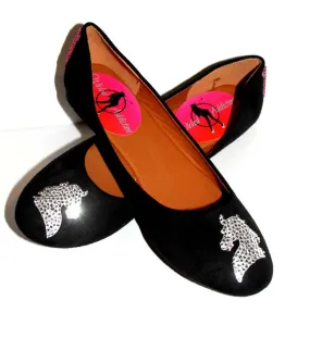 Horse/Cowboy Crystal Glitter Ballet Flats